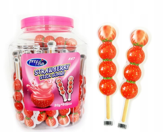 Profisa Żelki Strawberry 20Gx50SZT Stick Gummy 1000G