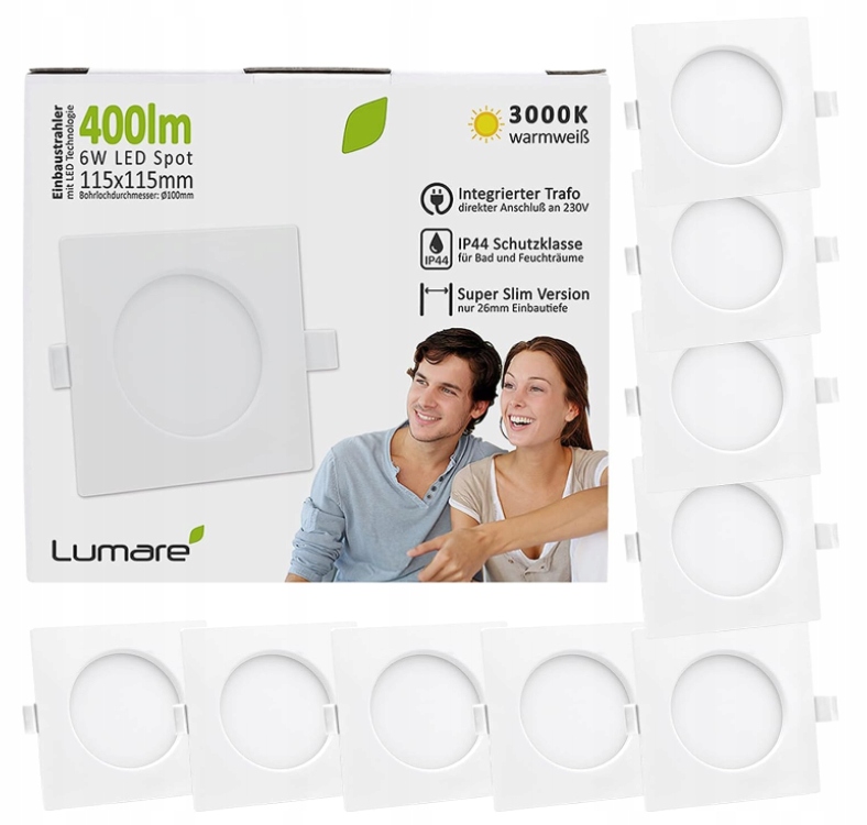 Štvorcový stropný reflektor Lumare biely