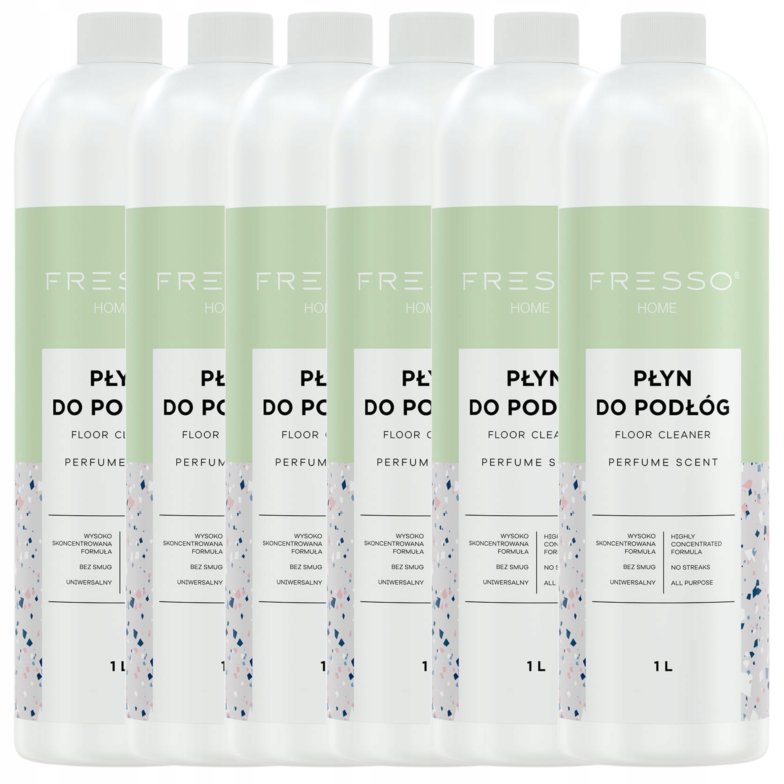 Fresso Home Tekutý čistič podlah Výkonný bez šmouh Biologicky rozložitelný 1L x6