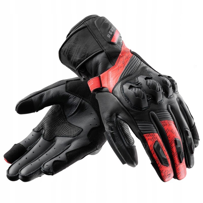 Kožené Rukavice Rebelhorn Viper Black/grey/fluo Red XL