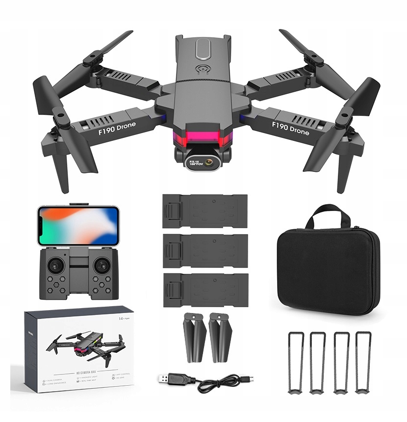 

Dron E190 2xKAMERA Hd 1080P Wifi Fpv +3x Bateria