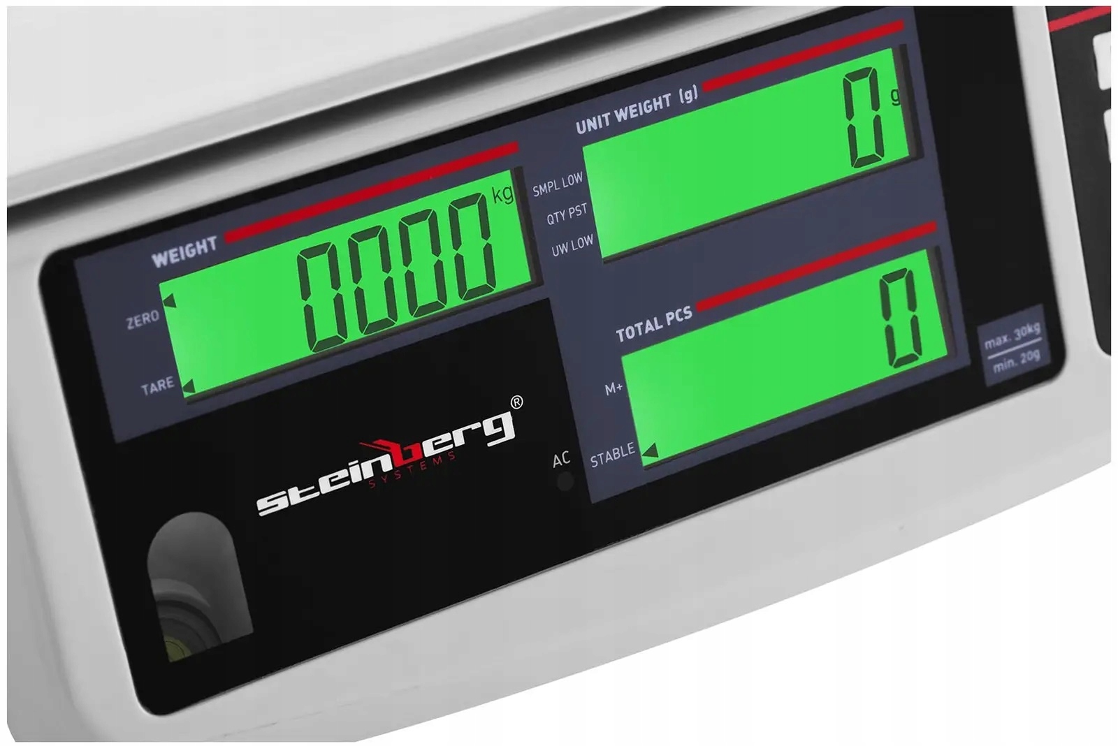 Waga Sklepowa Kontrolna 30kg 1g Akumulator Steinberg SBS-PW-301CC 10030320