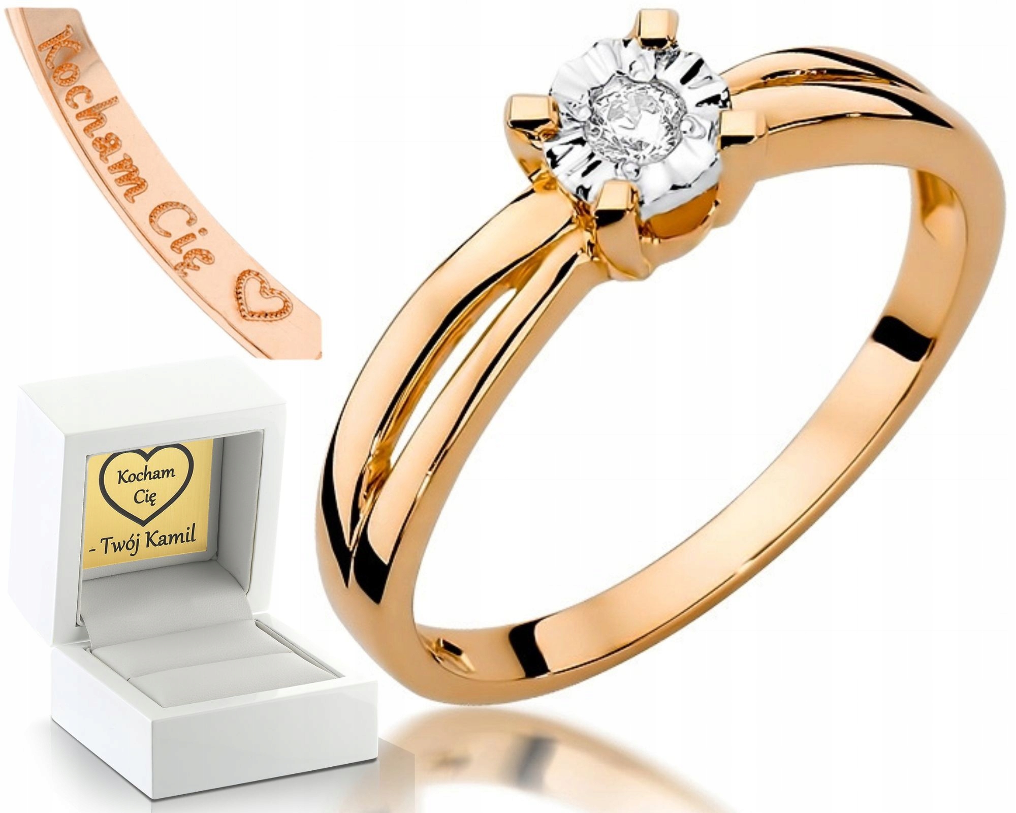 Diamantový Prstýnek Brylant 585 Růžové Zlato