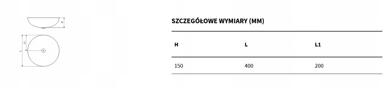 EXCELLENT LUQA umywalka nablatowa, czarny mat Rodzaj okrągła