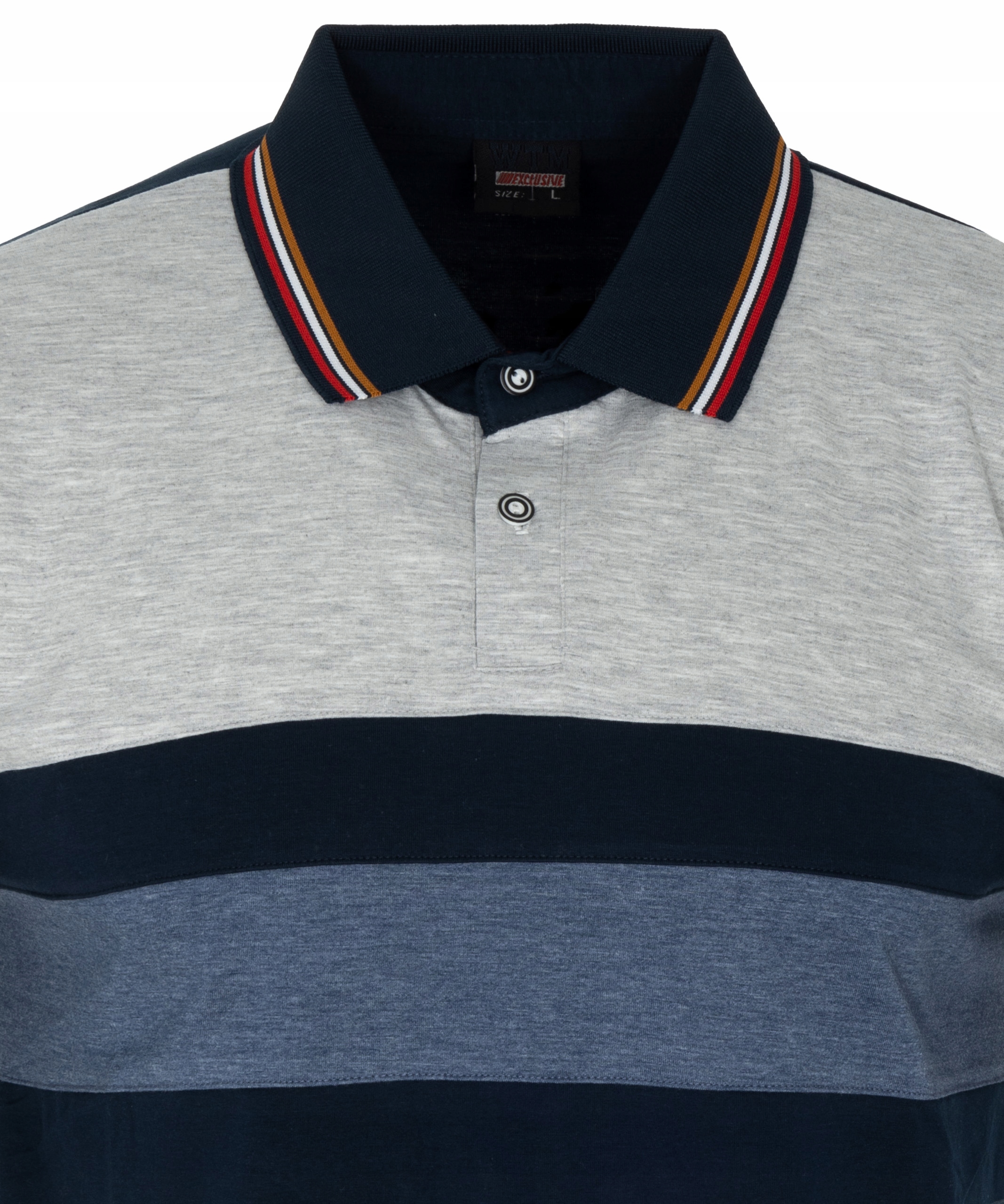 KOSZULKA męska POLO SZARO-GRANATOWA PASY rozmiar L Marka inna
