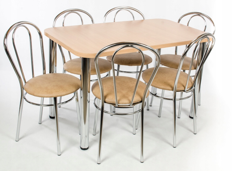 Zestaw stol 120/70 chrom + 6 krzeslo tulipan polsk Długość stołu 120 cm