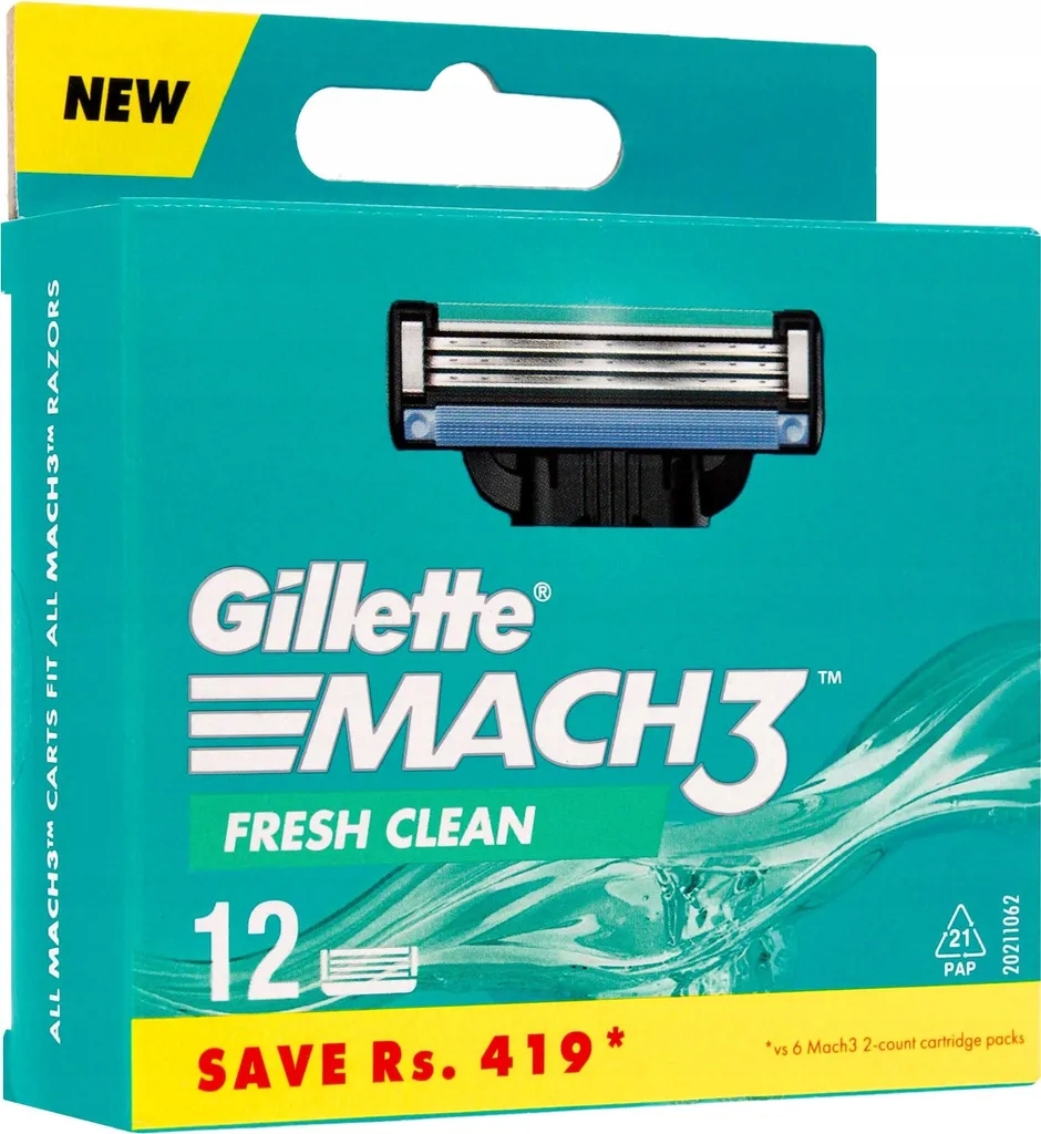 Gillette Mach3 Fresh Clean náplně do holicího strojku 12 ks
