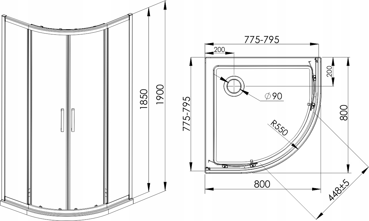 Размеры душевых поддонов угловых. Душевая кабина 70x90 Polar 318 l/r. Душевая кабина 90х90 River Quadro чертеж. Душевая кабина Luxus 836 (90x90). Serena душевая кабина 90x90 коробка.