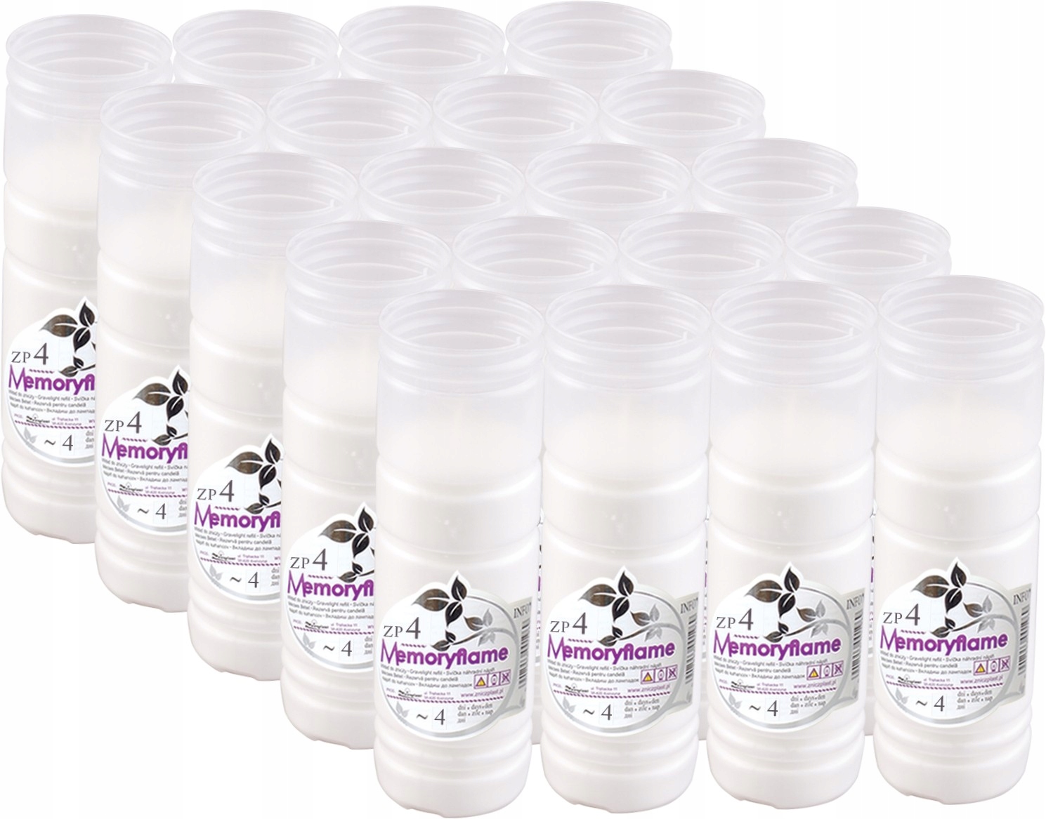 Náplně do hřbitovních svíček Parafínové svíčky MemoryFlame 4 dny Univerzální Velikost /20