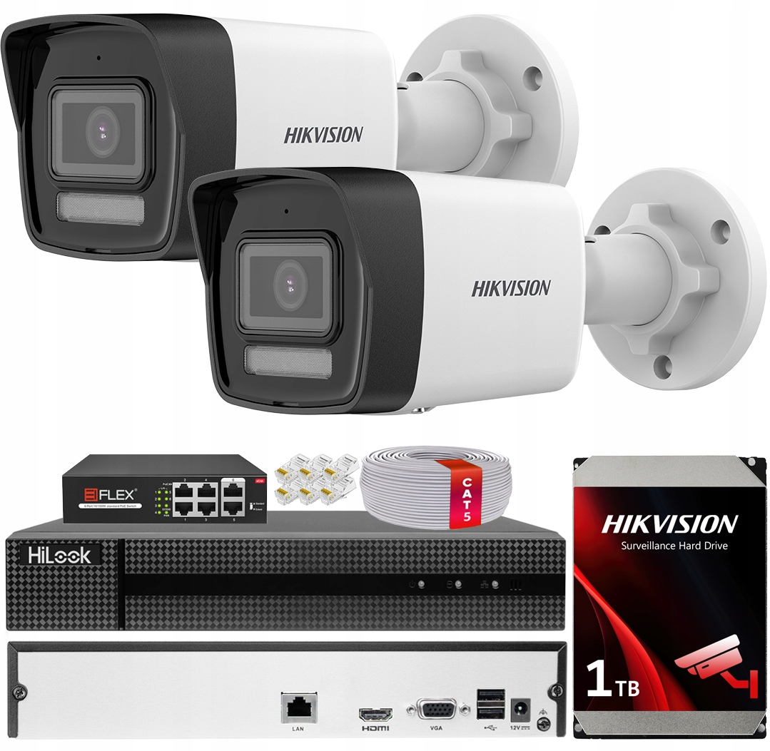 Monitorovací sada 2 kamer DS-2CD1041G2-LIU 4MPx Externí PoE Hikvision