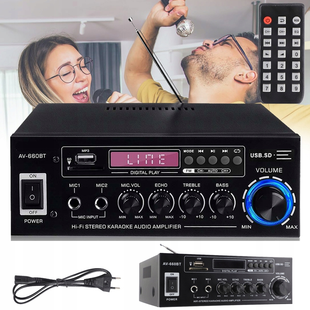 Mini Zesilovač Bluetooth 5.0 Radio Fm Hifi Stereo 40W Do Auta Dárek