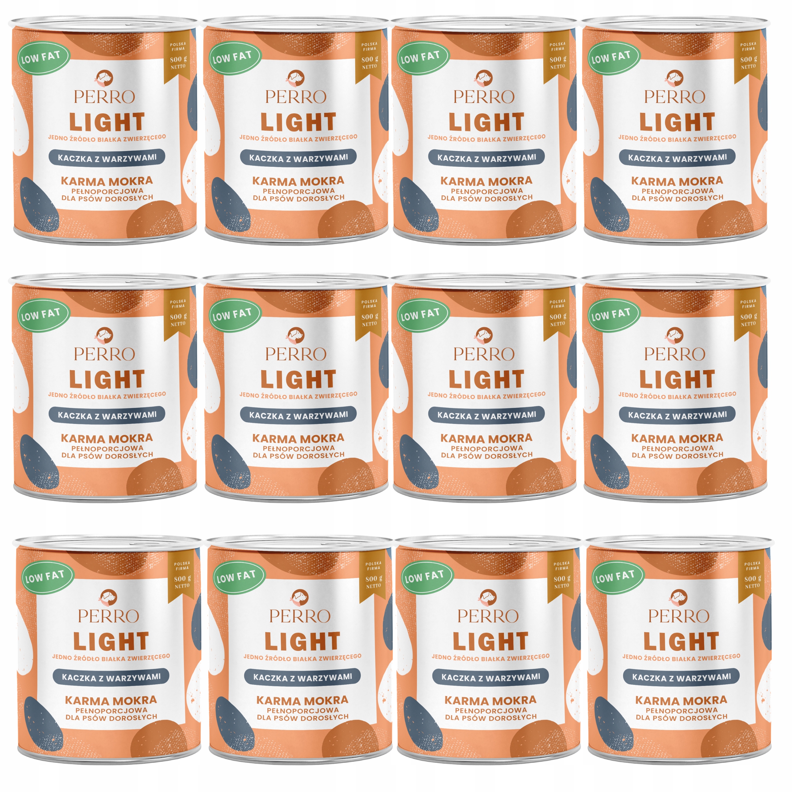 Perro Light Monoproteinové krmivo pro psy Kachna se zeleninou 12 x 800 g