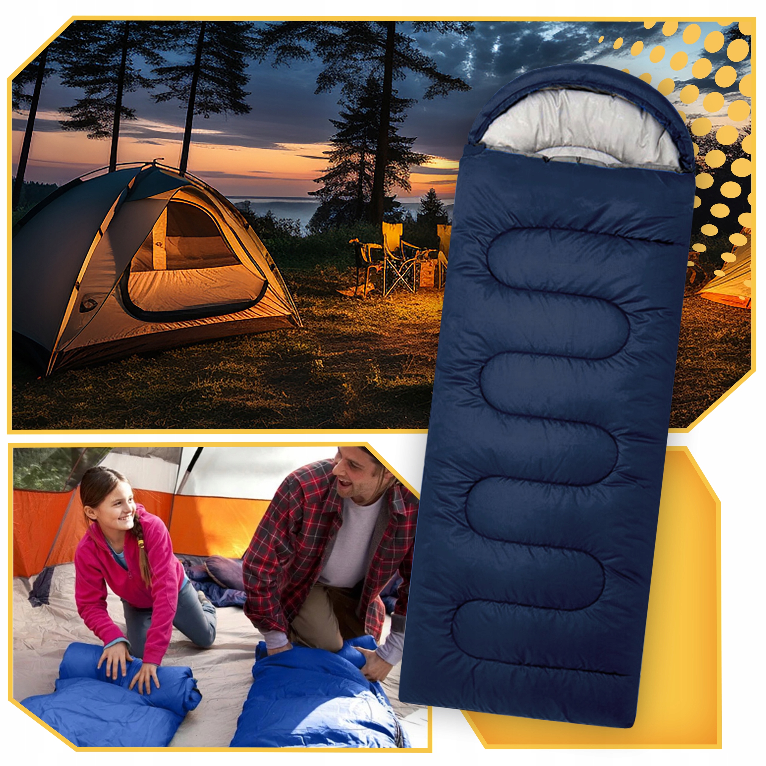 TEPLÝ SPACÁK MUMIE DEKA TURISTICKÝ LEHKÝ 2v1 KAPUCE OBAL 210x70 cm Barva modrá