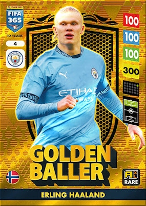 Erling Haaland Fifa 365 2025 Panini karta Rare Top Master Golden Baller 4