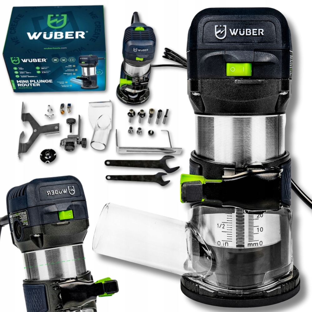 Pevná horní frézka na dřevo, vykrajovačka s regulací, Set