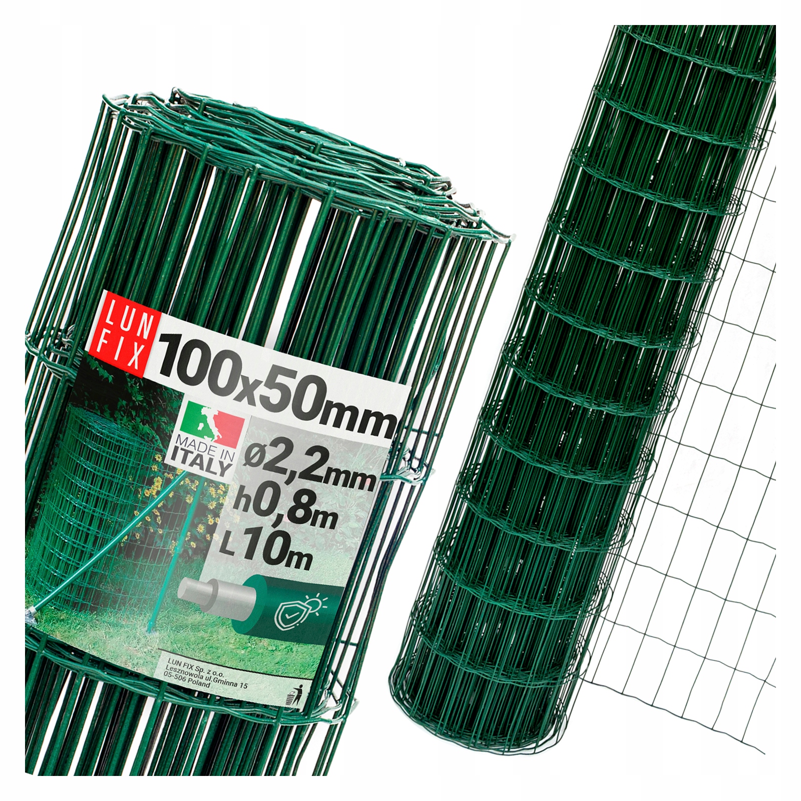 Kovová svařovaná síť pozink Pvc 0,8 m, zelené očko 10x5 cm, 10 m