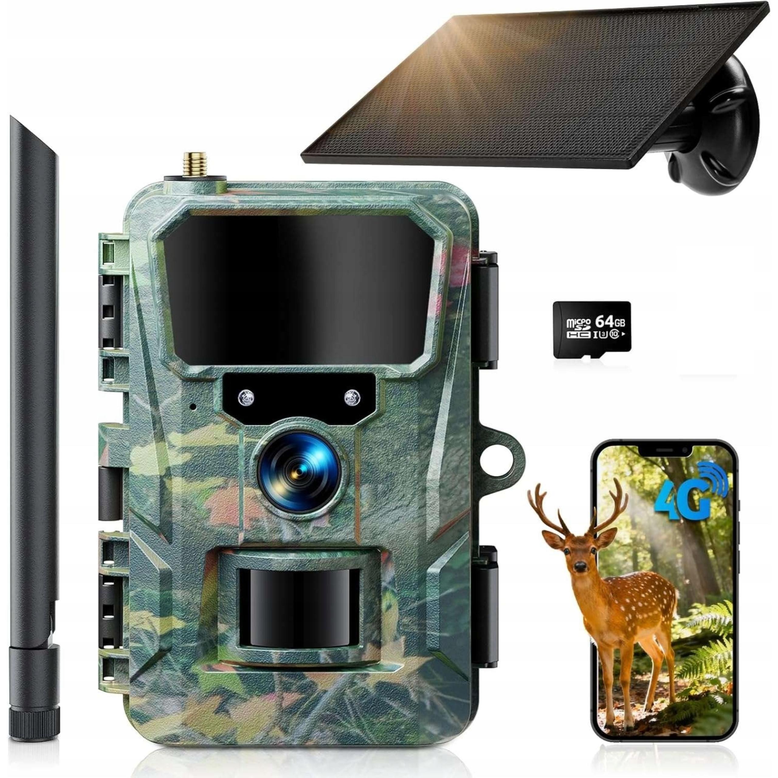 Kamera leśna fotopułapka Wolfang WT07 panel solarny 4G Lte 48MP 2K