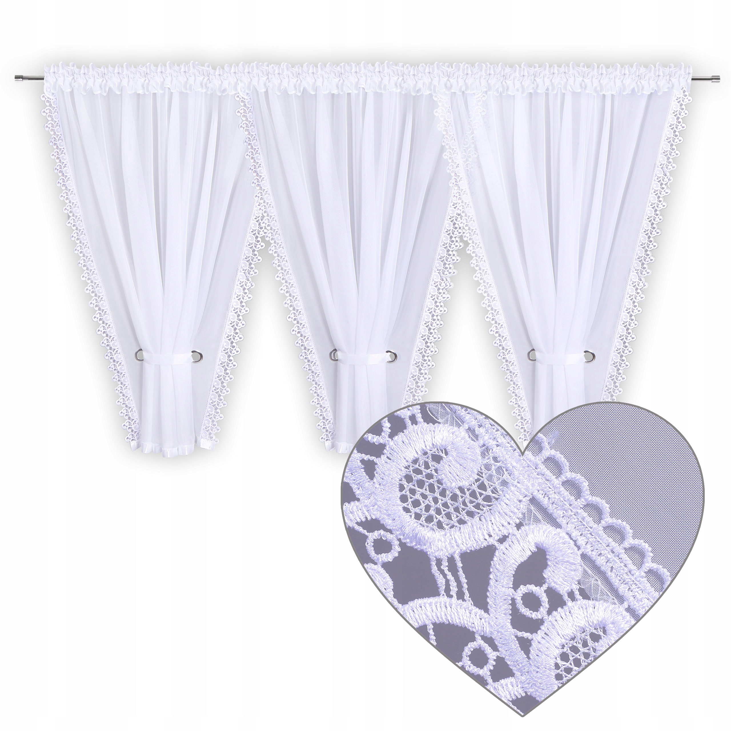 FIRANA GOTOWA W KOKONY Z WOALU I Z GIPIURĄ 600x150 Wzór klasyczny