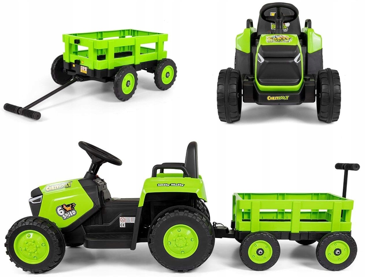 Elektryczny Traktor Dla Dzieci Na Akumulator Z Przyczepką Rolly Milly Mally