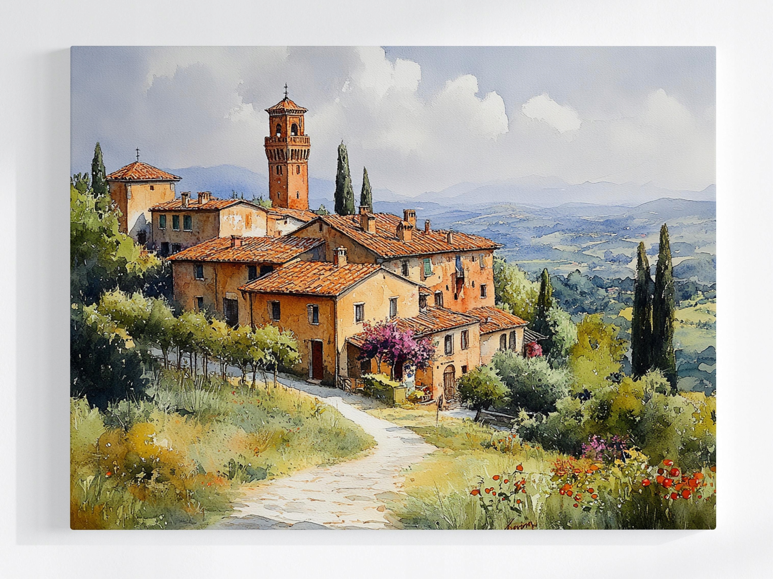 Obraz Na Plátně Canvas Toskánsko Vila Krajina Hory Itálie 80x60