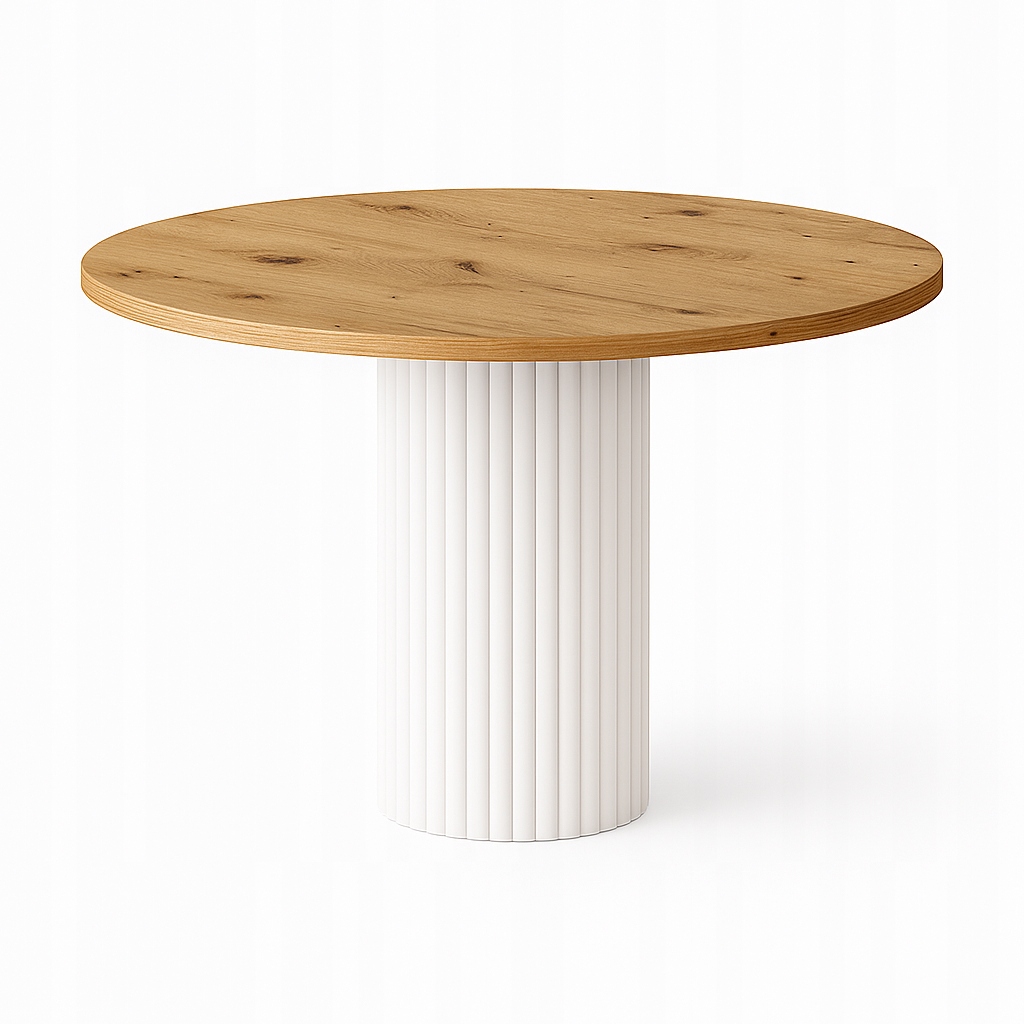 Stůl na kovových nohách, stůl Dub Artisan 90 cm, stůl s kulatou deskou