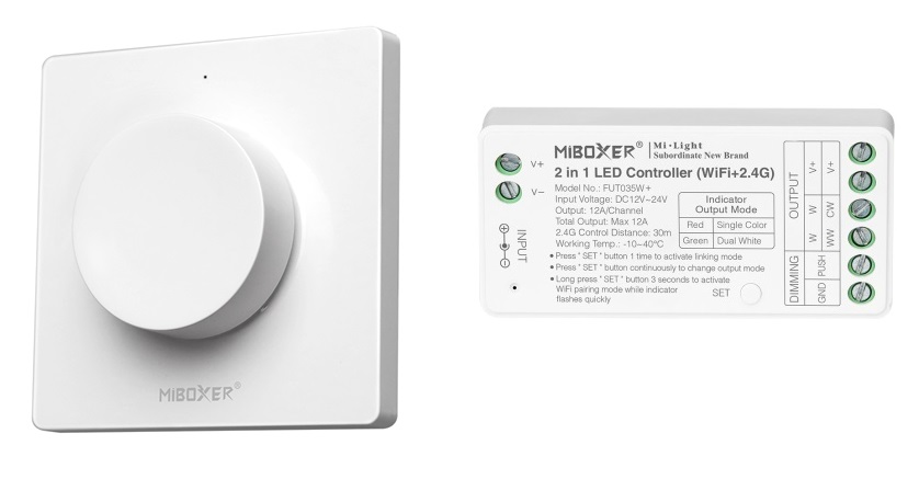 Zestaw Pilot Milight Panel ścienny K1 sterownik 2w1 FUT035W+ Mono Cct