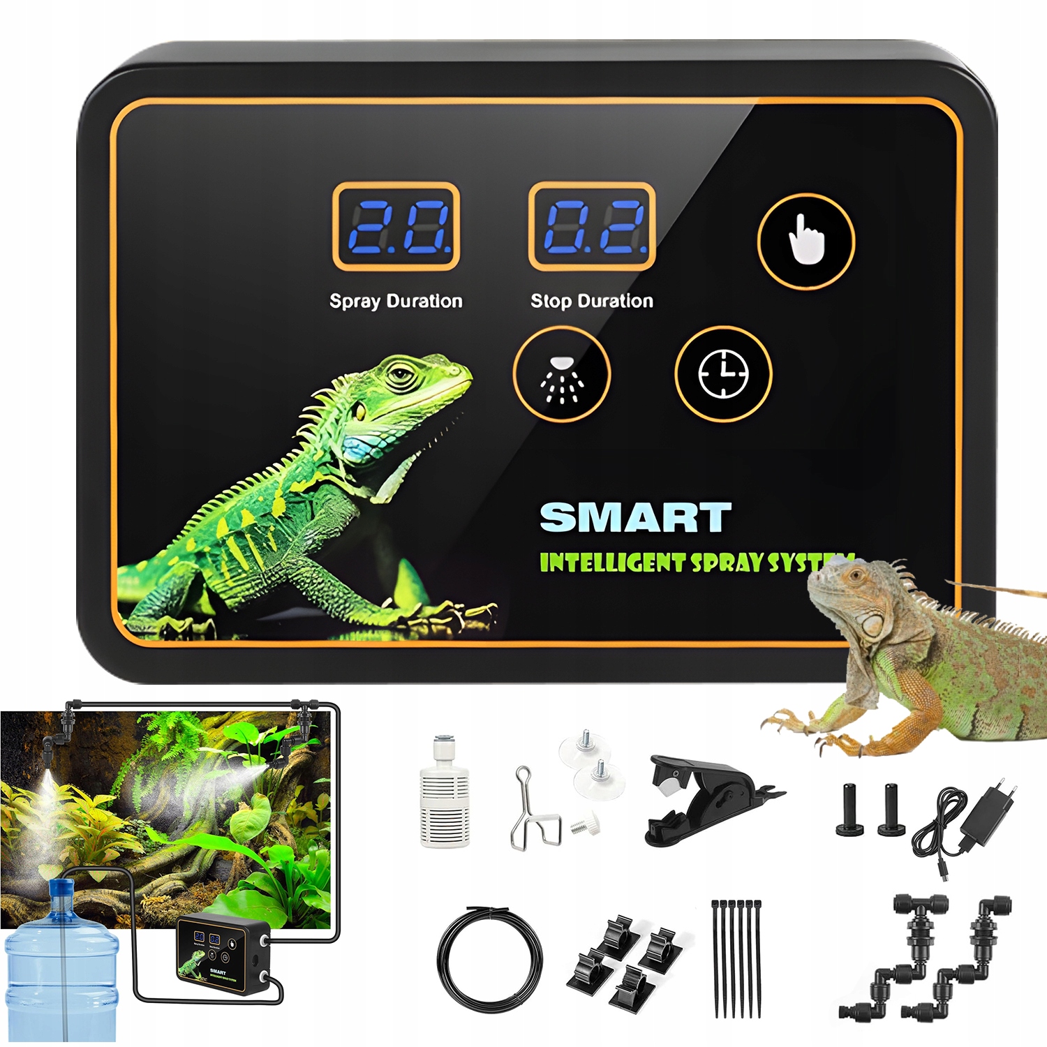 Levně Zavlažovač Do Terária Pro Plazy, Inteligentní Časovač, 2 Trysky