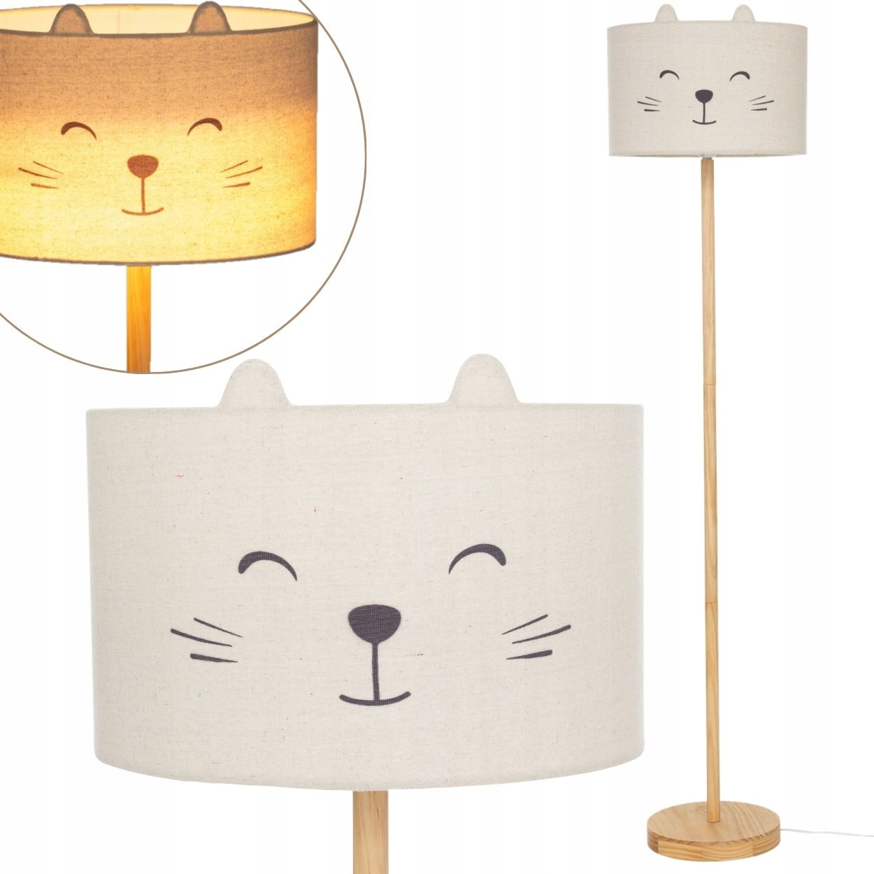 Podlahová Lampa pre deti 154 cm lampa Detská tienidlo mačiatko Dekoračná