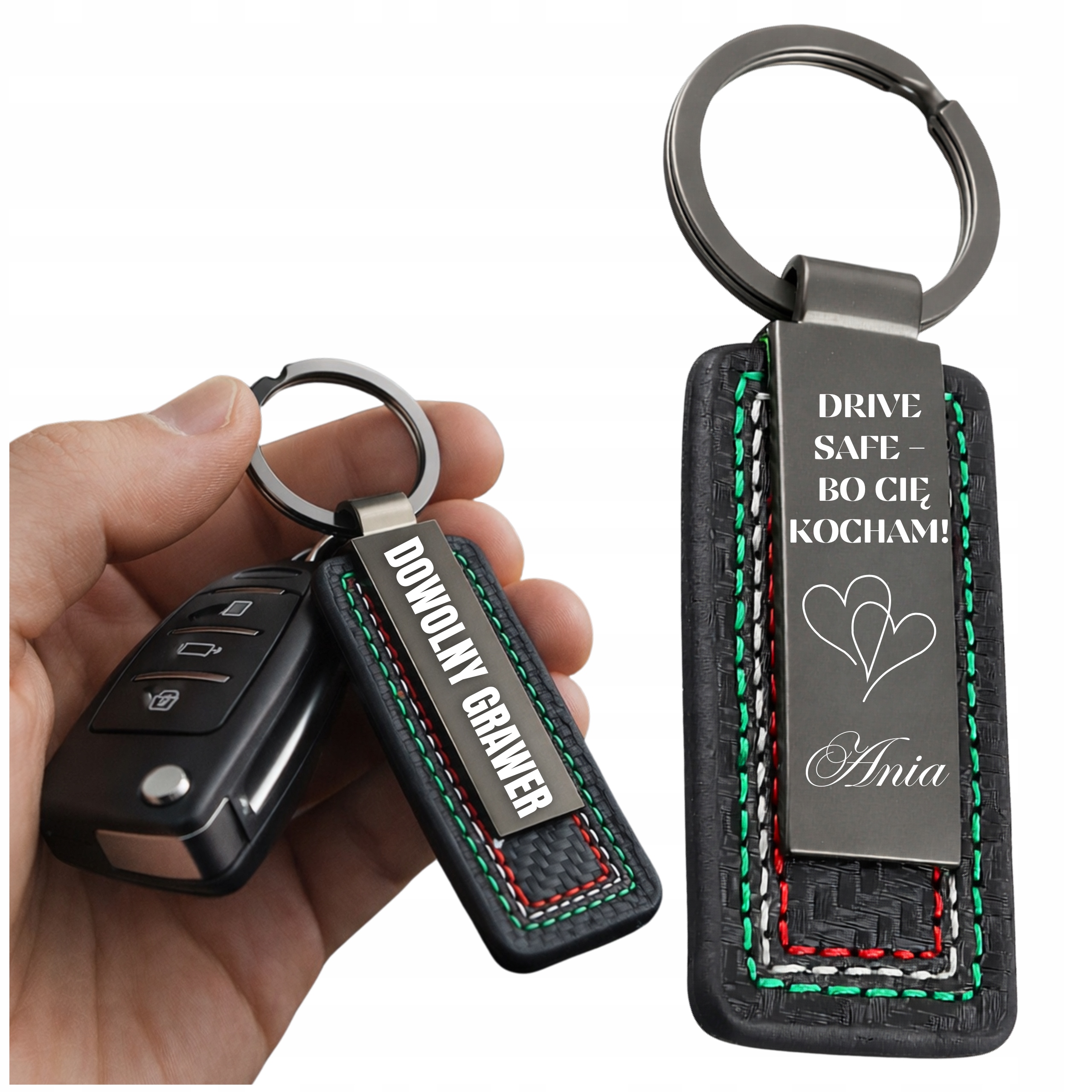Brelok do samochodu kluczy Z Grawerem Własny Napis Logo Na Walentynki