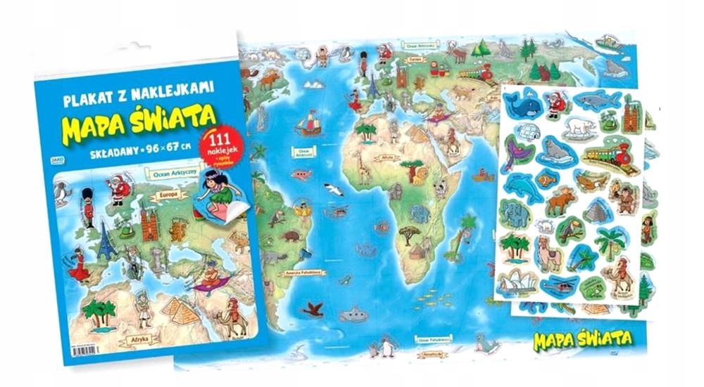 MAPA ŚWIATA. PLAKAT Z NAKLEJKAMI PRACA ZBIOROWA