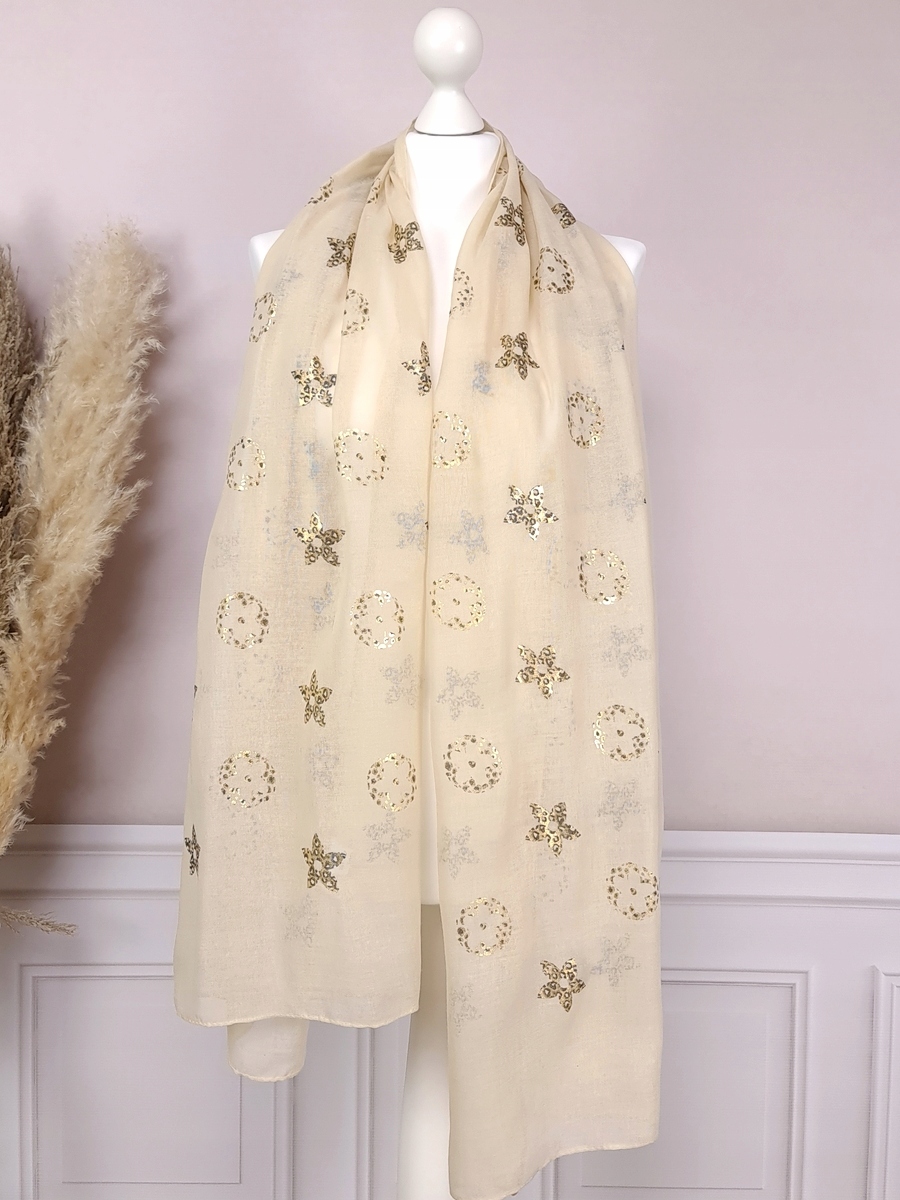 MODNY SZAL duża APASZKA złote wzorki - KOLORY Wzór dominujący bez wzoru