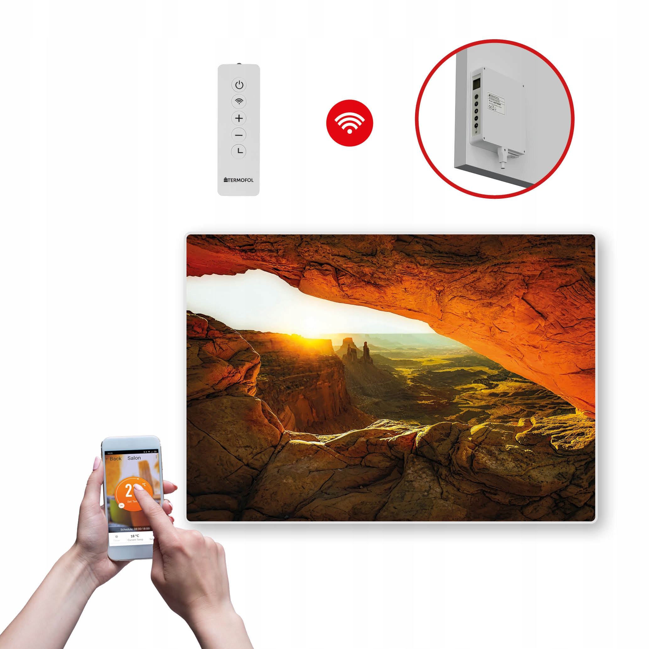 Dekoračný infračervený Vykurovací Panel s výkonom 500 W a Wifi