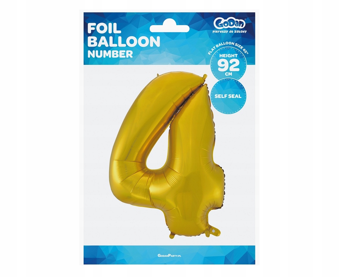 balon cyfra 4 złota  45'' 92cm |  HS-C45ZM4 — 3
