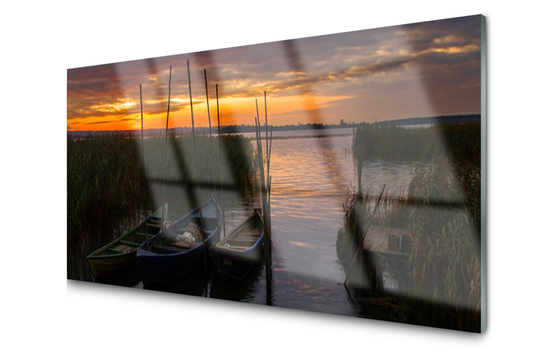 

Panel szklany Płytka Łódki Morze Trawa 140x70