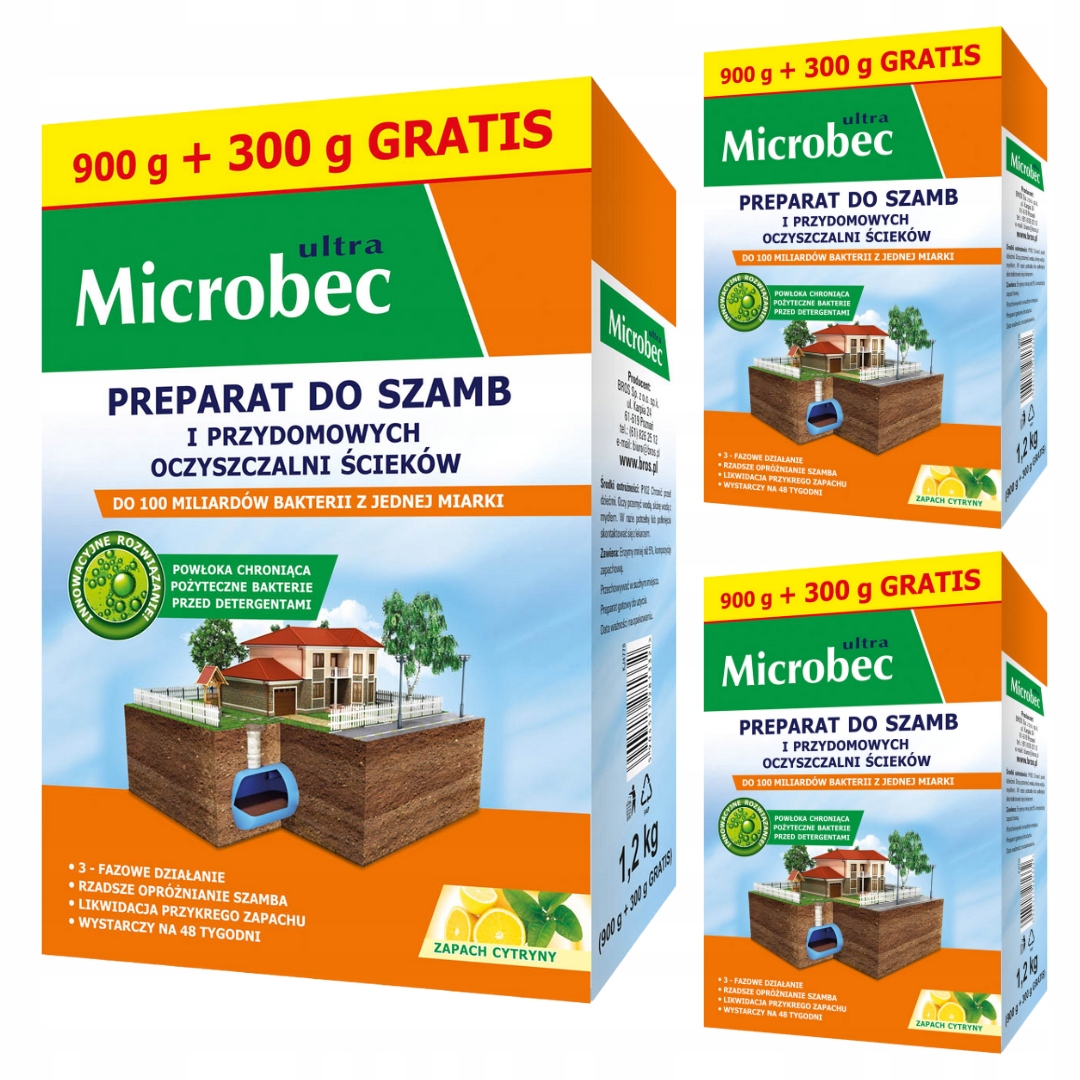 Microbec Preparat do szamb i przydomowych oczyszczalni ścieków Pakiet 3 Szt
