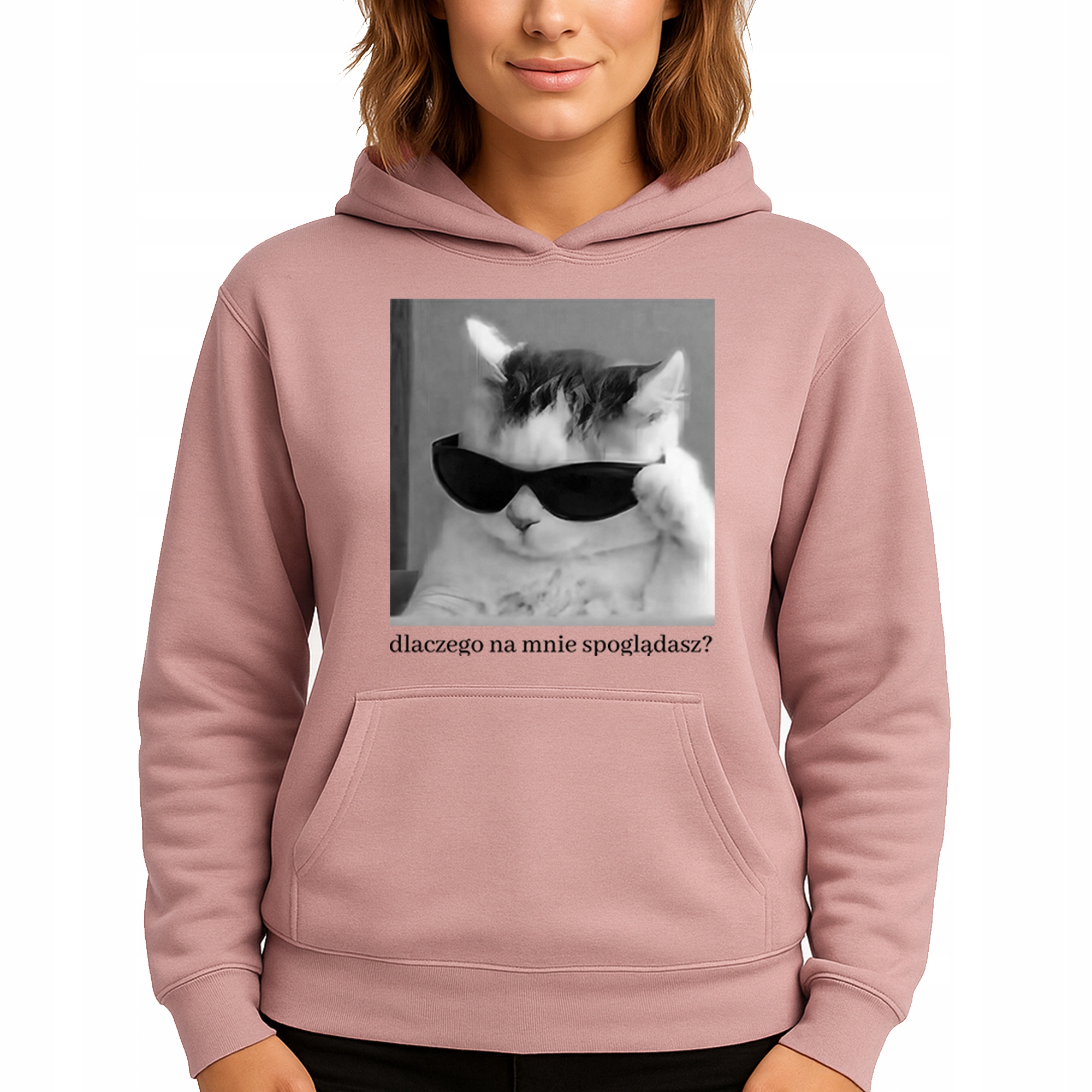 Mikina Růžová Hoodie Kapuce Dárek Proč se na mě díváš M