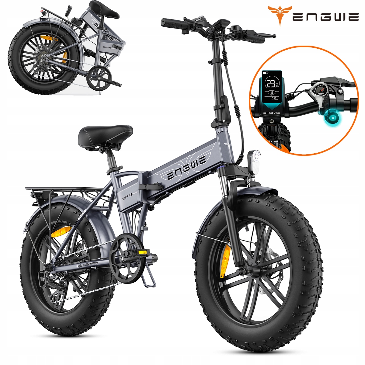 Rower elektryczny Engwe EP-2 Boost 20" szary 250W E Bike 55Nm 13Ah 120KM