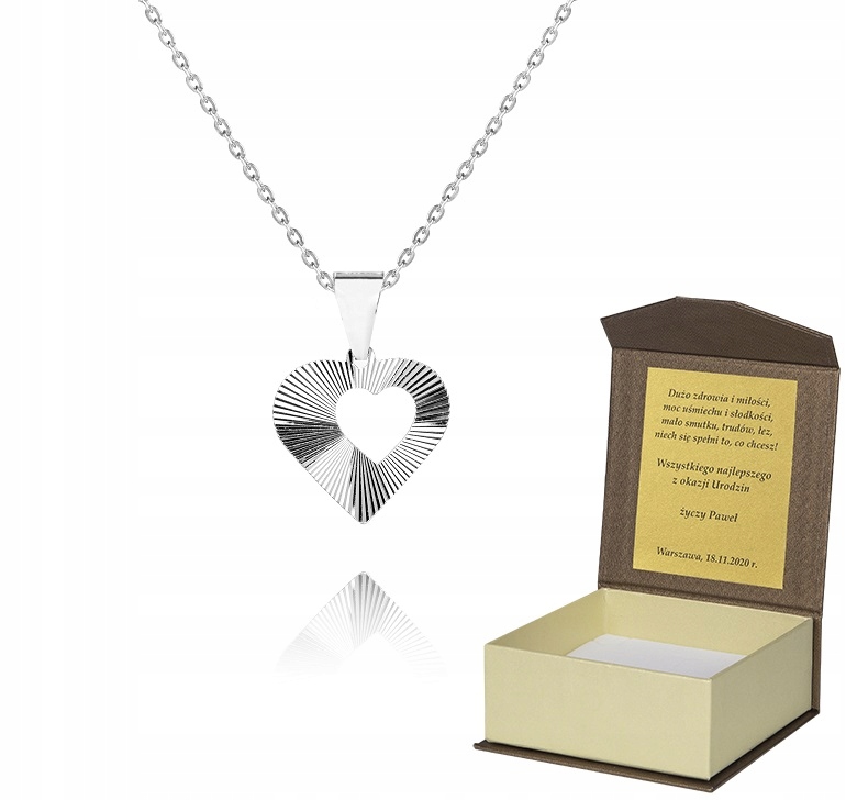 925 Stříbrný Řetízek 40 cm Srdce Věnování A5Z77