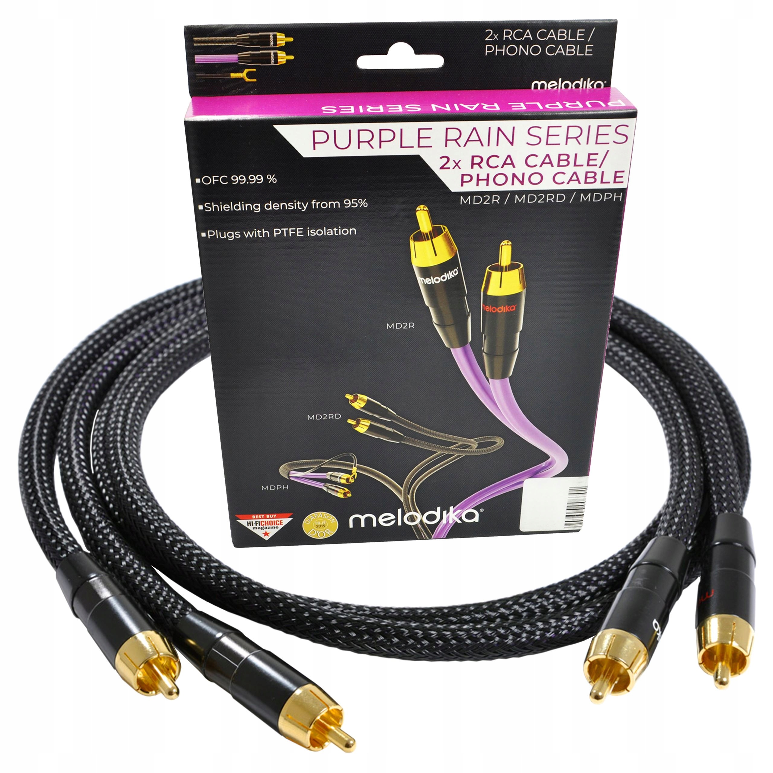 Melodika MD2RD07 Black Edition Kabel 2xRCA 2x Rca Interkonekt Oplot 0,75m