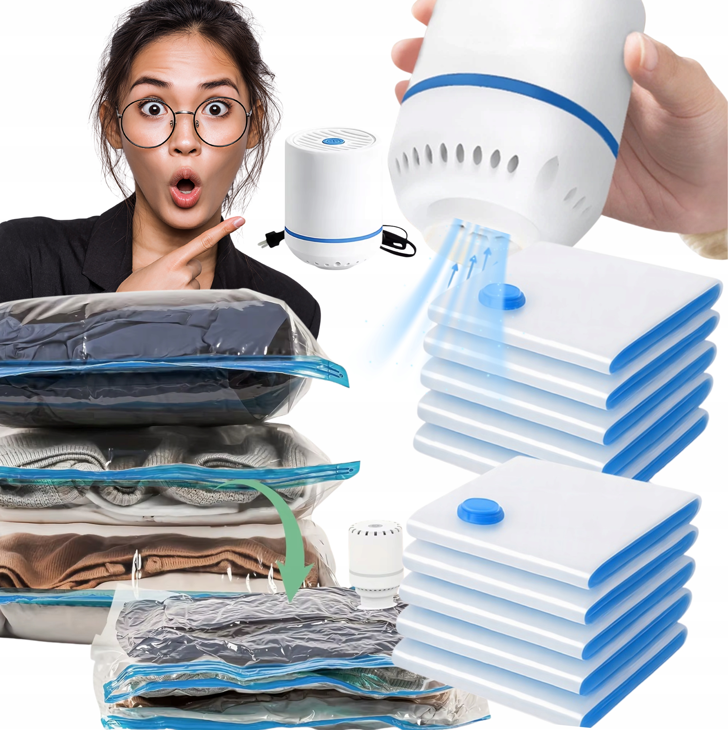 Levně Sada 10 Kusů Vakuových Sáčků 40X60 Elektrická Pumpa Na Oblečení Povlečení