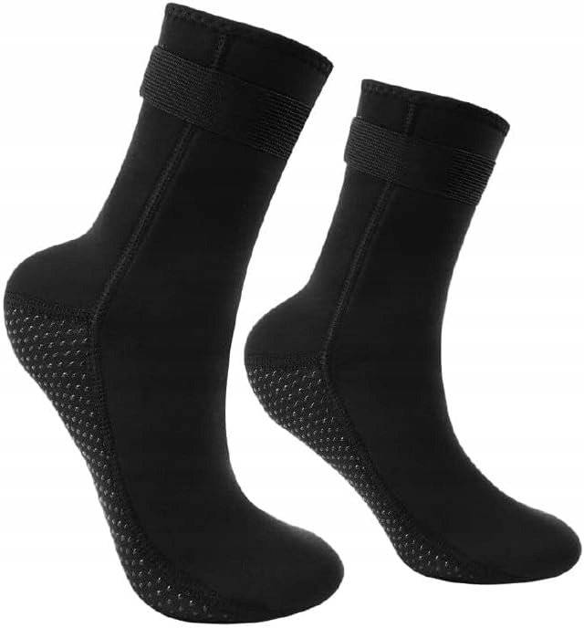 Czarne Skarpety Neoprenowe 3MM Do Morsowania Z Paskiem Rozmiar M 39-40