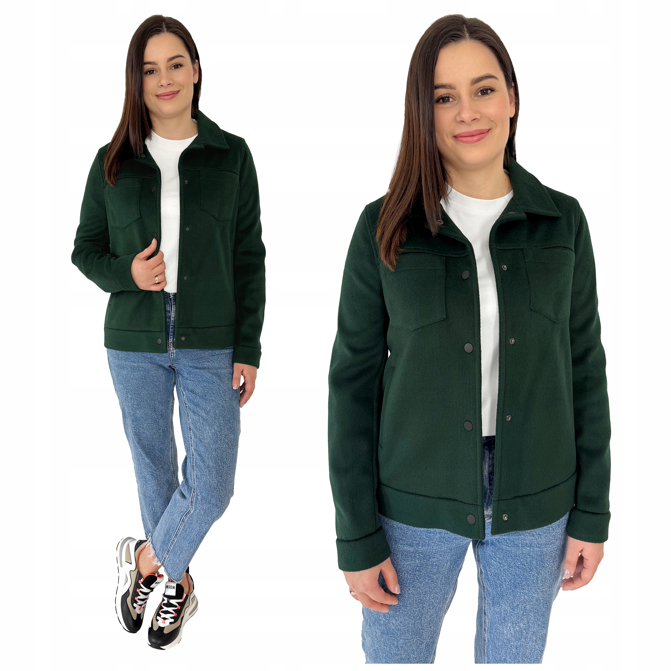 Jarní polská bunda a'la katana na druky s vlnou a alpakou Zelená 44