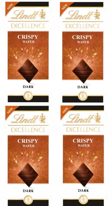 Levně 4x 100g Lindt Excellence Křupavé oplatky tmavá čokoláda