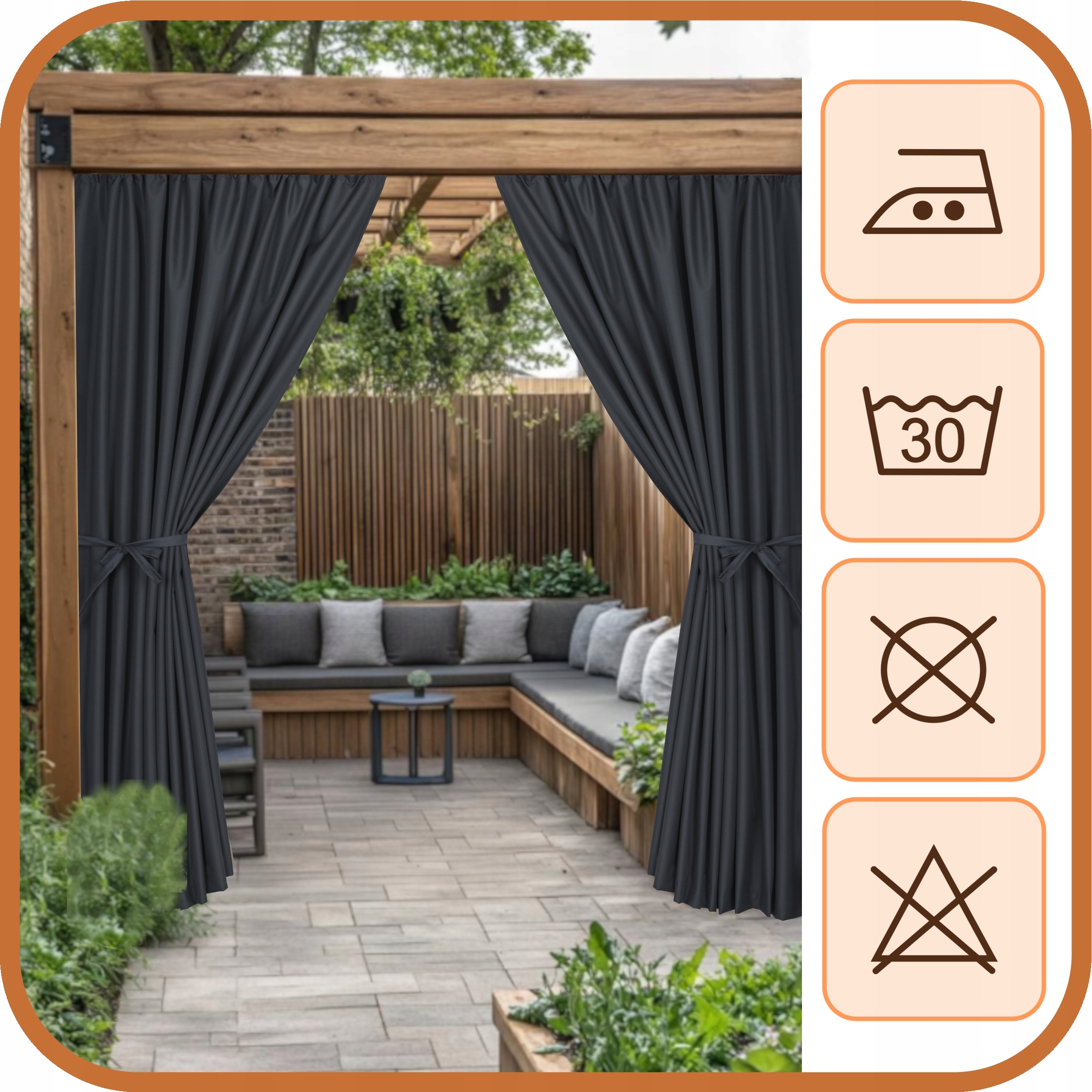 ZASŁONA TARASOWA OGRODOWA ZASŁONY TARASOWE OGRODOWE T 155x190 grafitowa Typ inny