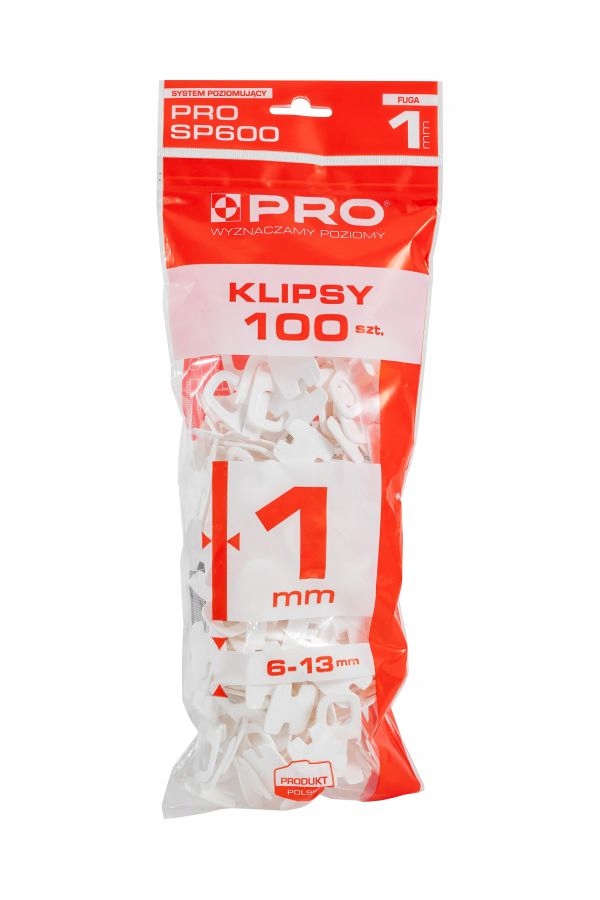 

Pro system poziomowania płytek klipsy 1 mm 100 szt