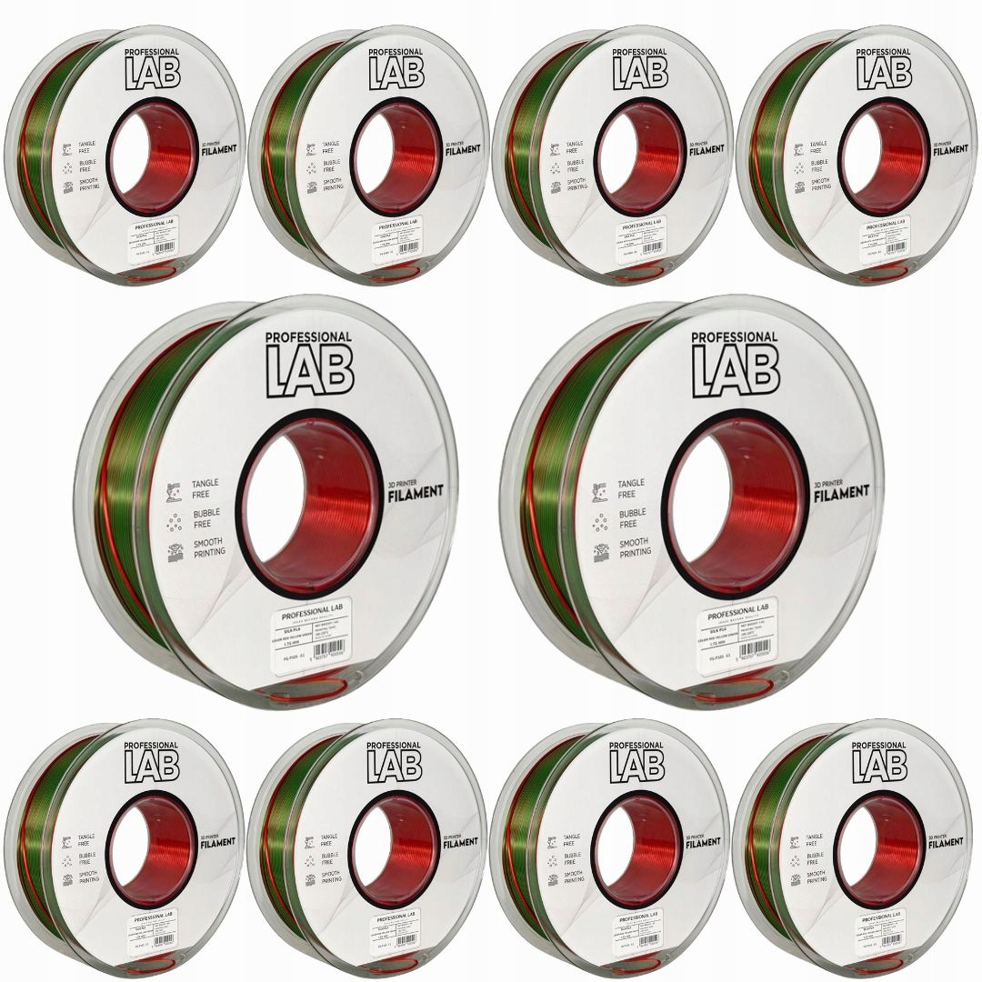 10 x Filament Pla Silk Tricolor Červeno-žlto-zelený Prof. Lab 1,75 mm 1 kg