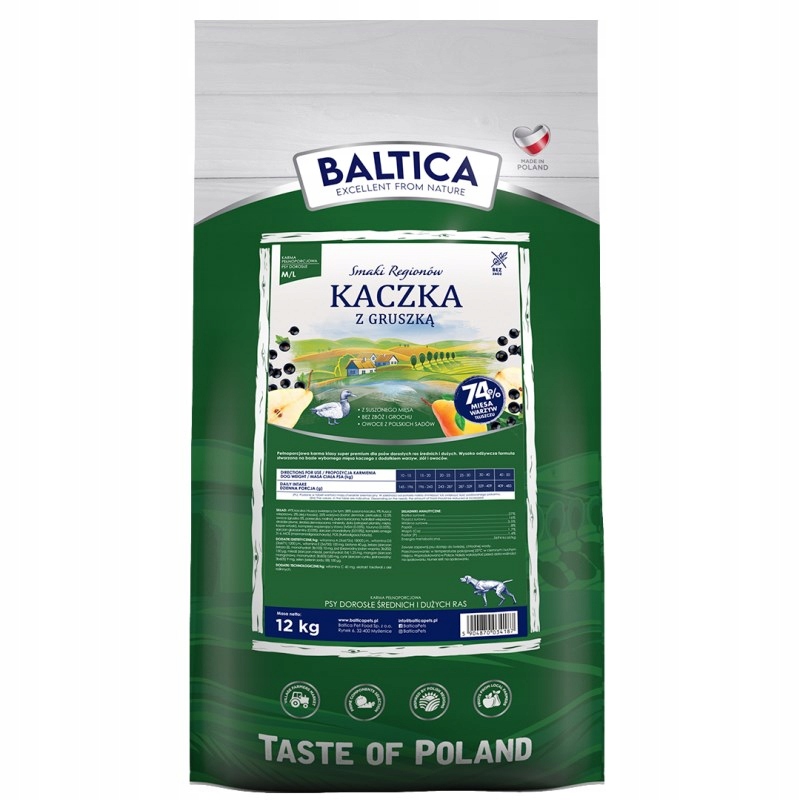 Levně Baltica Příchutě Regionů Kachna s hruškou M L 12 kg