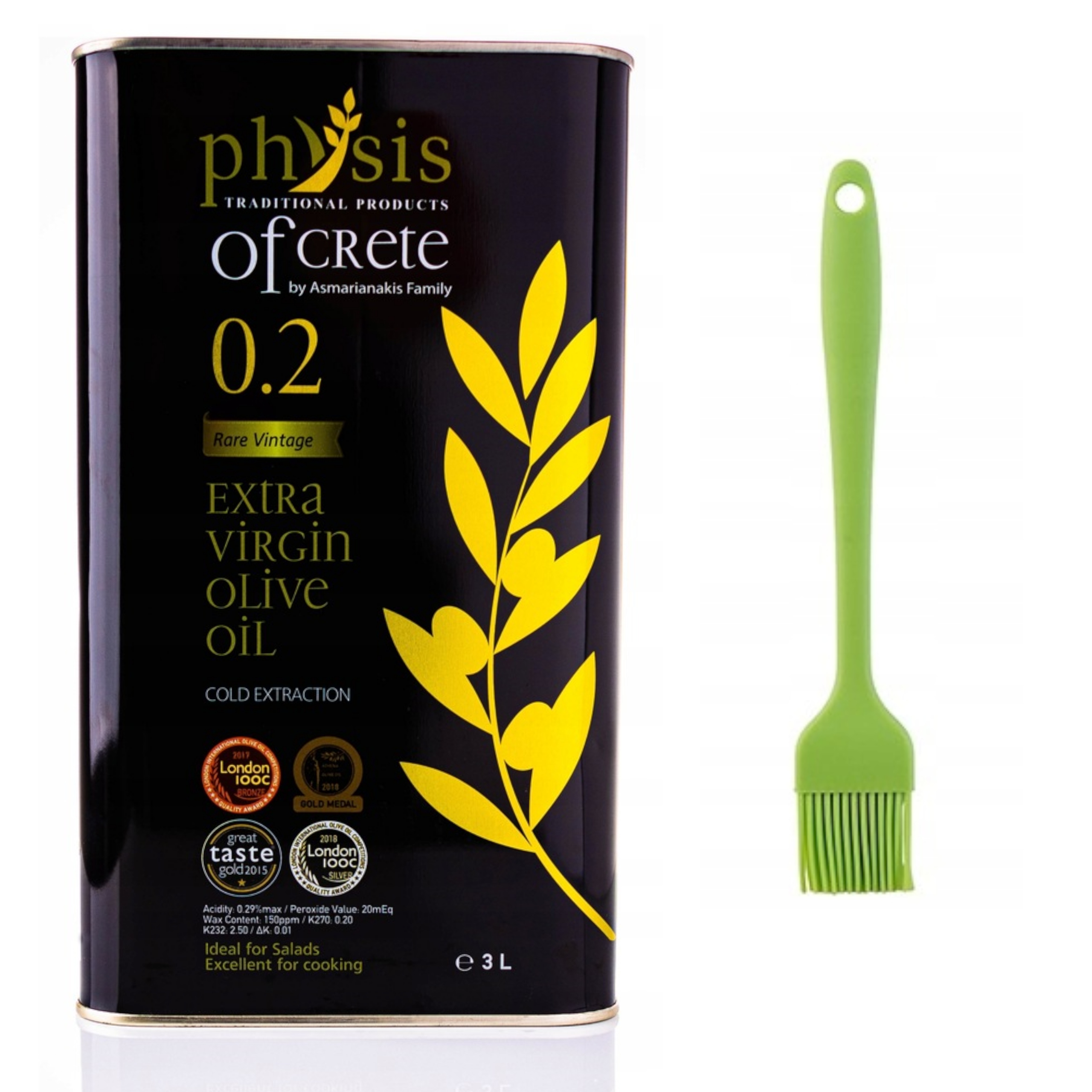 Oliwa z Oliwek Extra Virgin 3L pędzelek zielony Grecka Physis Of Crete
