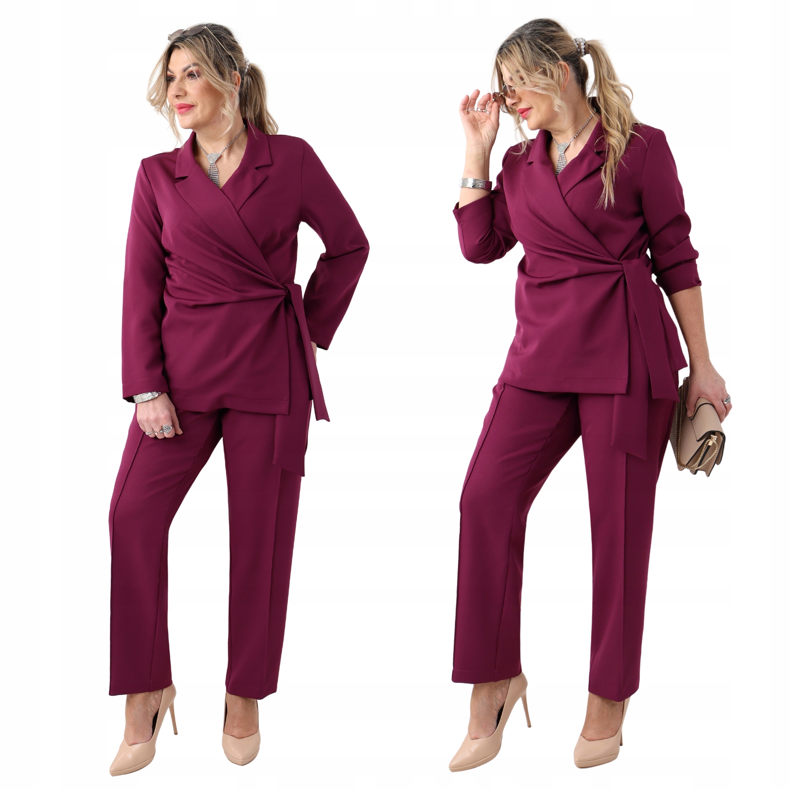 komplet damski Polski Producent marynarka i spodnie duże rozmiary