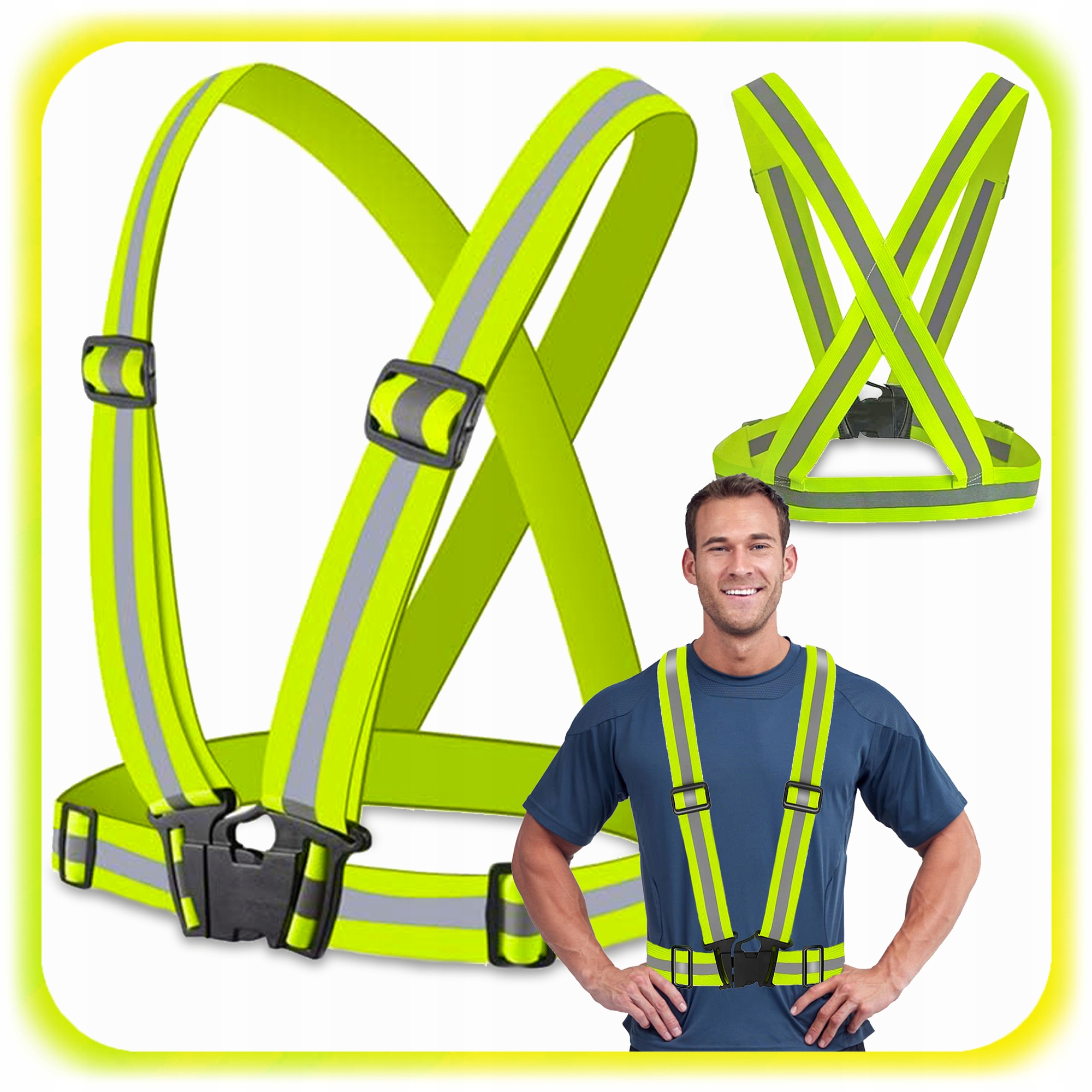 SZELKI ODBLASKOWE KAMIZELKA ODBLASKOWA Drogowa Rower Motor Bieganie MOCNE EAN (GTIN) 5906601627200